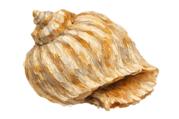 Seashell close-up image with transparent background, detailed textures