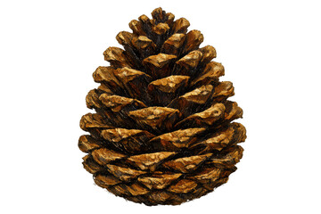 Detailed close-up of a brown pinecone on transparent background artwork