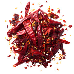 Crushed red chili pepper Isolated on transparent background