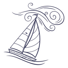 Sailing boat with wind