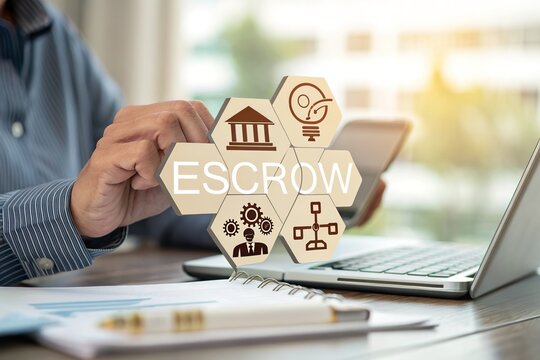 Professional handling of escrow services with technology in a modern office setting