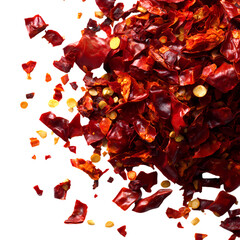 Crushed red chili pepper Isolated on transparent background