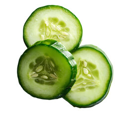 Freshly sliced cucumber Isolated on transparent background