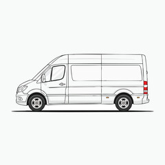 White Cargo Van Vector Illustration