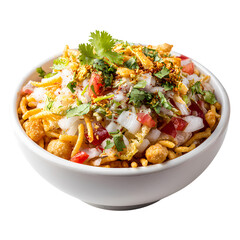 Delicious bhel puri indian street food snack in a bowl Isolated on transparent background
