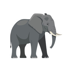 Gray Elephant Illustration with Tusks