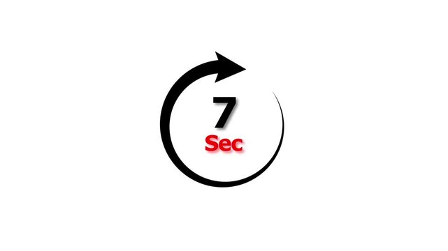 7 Sec clock icon animation. 7 Second animation on black background and creating a stunning 4k animation.
