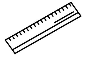 Fototapeta premium Minimal Ruler Sketch Vector – Hand Drawn School Supplies Illustration