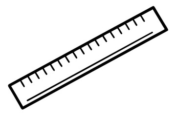 Fototapeta premium Minimal Ruler Sketch Vector – Hand Drawn School Supplies Illustration