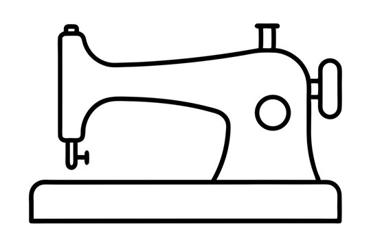 Minimal Sewing Machine Icon &ndash; DIY Craft Outline Vector Illustration