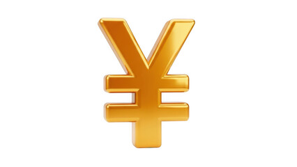Golden yen symbol isolated on transparent background