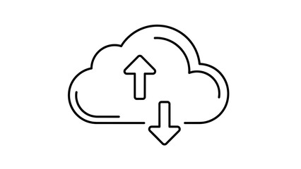 A modern cloud computing concept featuring a blue network icon and digital storage symbol for internet data upload on a web server illustration