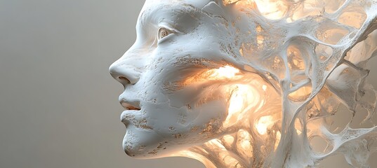 A cybernetic face with electric pulses