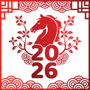 Chinese new year horse 2026 gradient vector