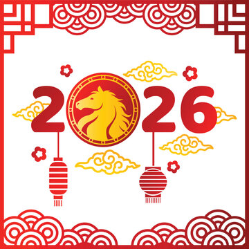 Chinese new year horse 2026 gradient vector