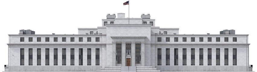 Obraz premium Front View of the Federal Reserve Building – Neoclassical Architecture, 3d render