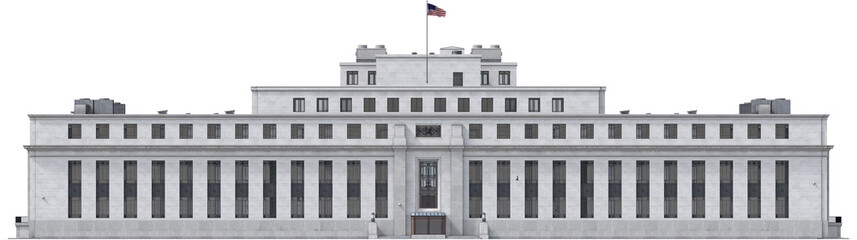 Fototapeta premium Rear Elevation of the Federal Reserve Building – Governmental Landmark, 3d render