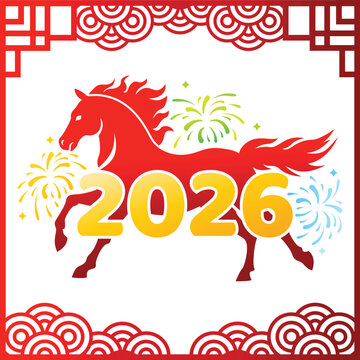 Chinese new year horse 2026 gradient vector