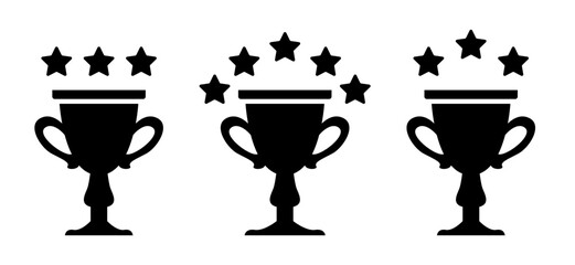 Cup and stars icon. Quality or rating illustration. Vector flat icon isolated on white background.