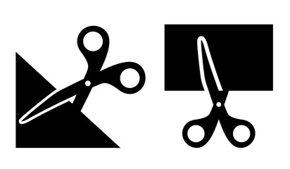Paper cutting scissors. Vector black flat icon isolated on white background.