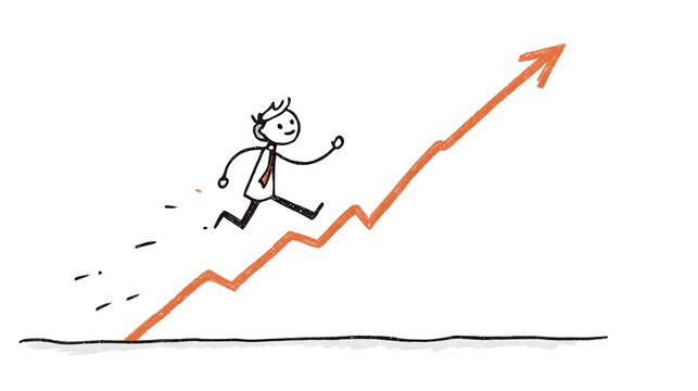 businessman running on graph