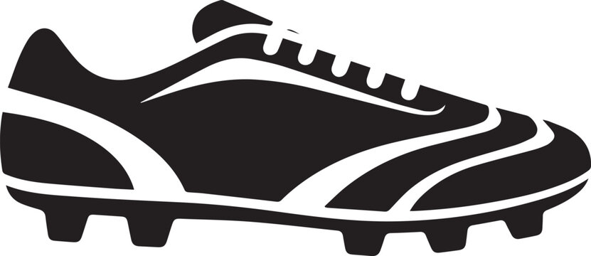 A black and white icon of a soccer cleat