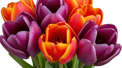 Vibrant tulip bouquet isolated on transparent background isolated on transparent background