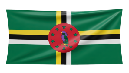Waving flag of Dominica on transparent background png (डोमिनिका का झंडा)