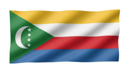 Waving flag of Comoros on transparent background png (कोमोरोस का झंडा)