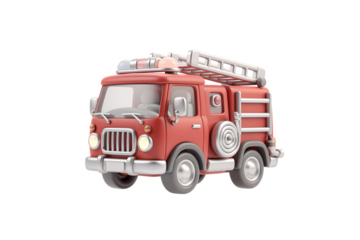 Smooth clay style fire engine for children learning