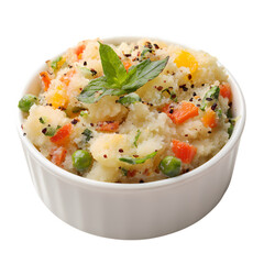 Delicious upma with vegetables healthy indian breakfastIsolated on transparent background