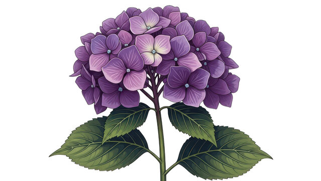 Beautiful purple hydrangea flower isolated on transparent background isolated on transparent background
