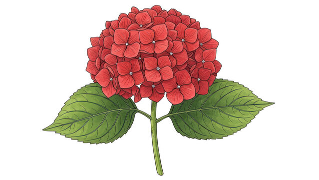 Vibrant red hydrangea flower isolated on transparent background isolated on transparent background