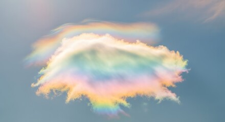 Colorful cloud iridescence phenomenon in the sky, iridescent sky