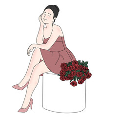 girl with a bouquet of flowers