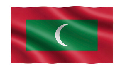 Fototapeta premium Waving flag of Maldives on transparent background png (मालदीव का झंडा)