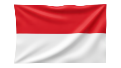 Waving flag of Indonesia on transparent background png (इंडोनेशिया का झंडा)