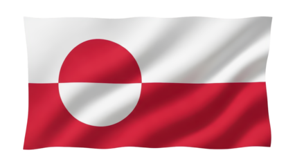Waving flag of Greenland on transparent background png (ग्रीनलैंड का झंडा)