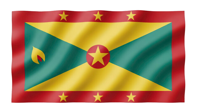 Waving flag of Grenada on transparent background png (ग्रेनाडा का झंडा)