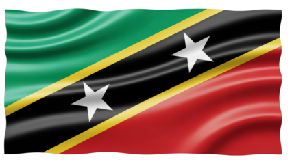 Waving flag of Saint Kitts and Nevis on transparent background png (सेंट किट्स और नेविस का झंडा)