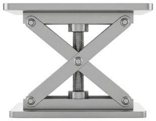 Metal mechanical scissor lift table platform for industrial use on a transparent background