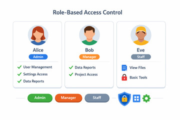 Role-based access control interface with user permissions display