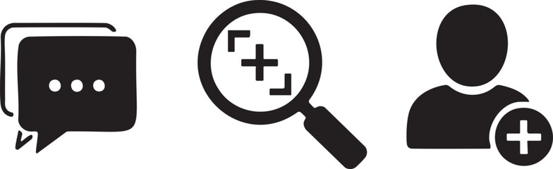 Fototapeta premium User Interaction Chat and Add New User Symbols