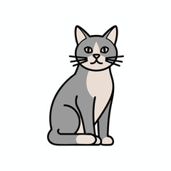 Obraz premium Gray and White Cartoon Cat Illustration