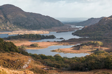 Ladies View, a scenic viewpoint on the Ring of Kerry, overlooking Upper Lake in Killarney National Park, Ireland
