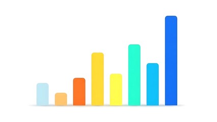 Vibrant digital bar chart illustration showcasing positive business growth, financial progress, and data visualization for impactful presentations and reports