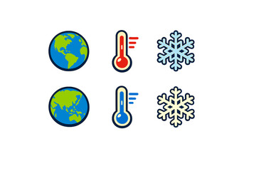 Global temperature icons: hot and cold