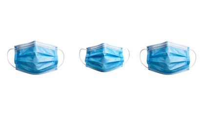 Blue Disposable Medical Face Mask Front View, Protective Healthcare Equipment, Isolated