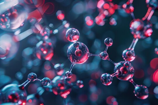 Glass molecules creating a complex structure, representing scientific research and innovation - Powered by Adobe