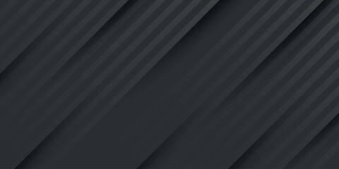 Obraz premium Abstract dark grey background with modern horizontal stripes decoration. Minimalist line style background concept for cover, banner, brochure, presentation, certificate and website.